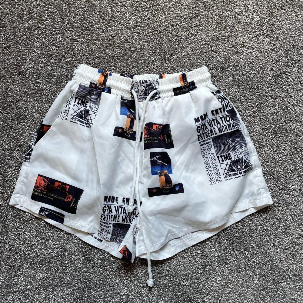 SHEIN Men Slogan Graphic Drawstring Shorts